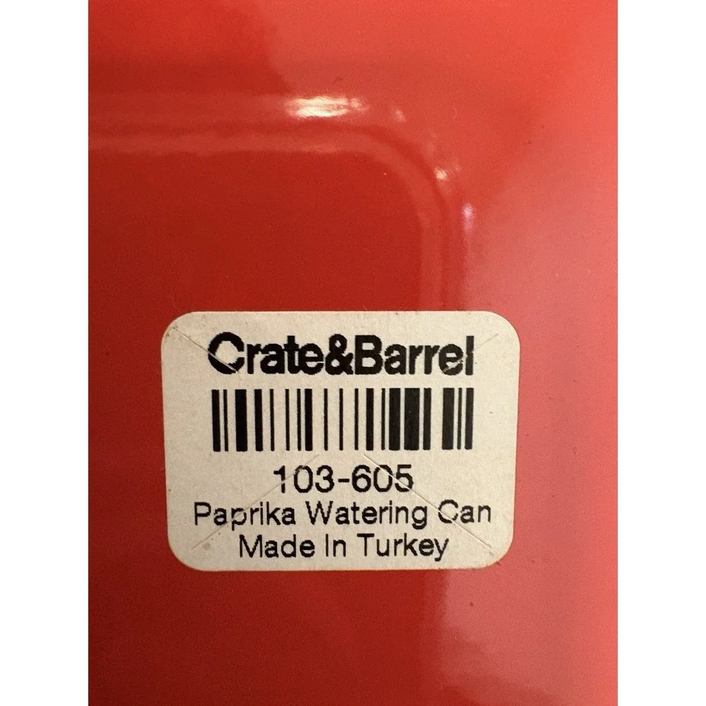 Crate & Barrel Standard Garden Metal Watering Can Paprika 1 Gallon